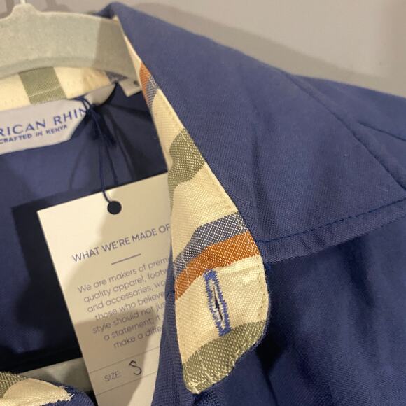 American Rhino Anthro 100% Kikoy Cotton Long Sleeve Button Down Shirt Men Sz S - Picture 9 of 9